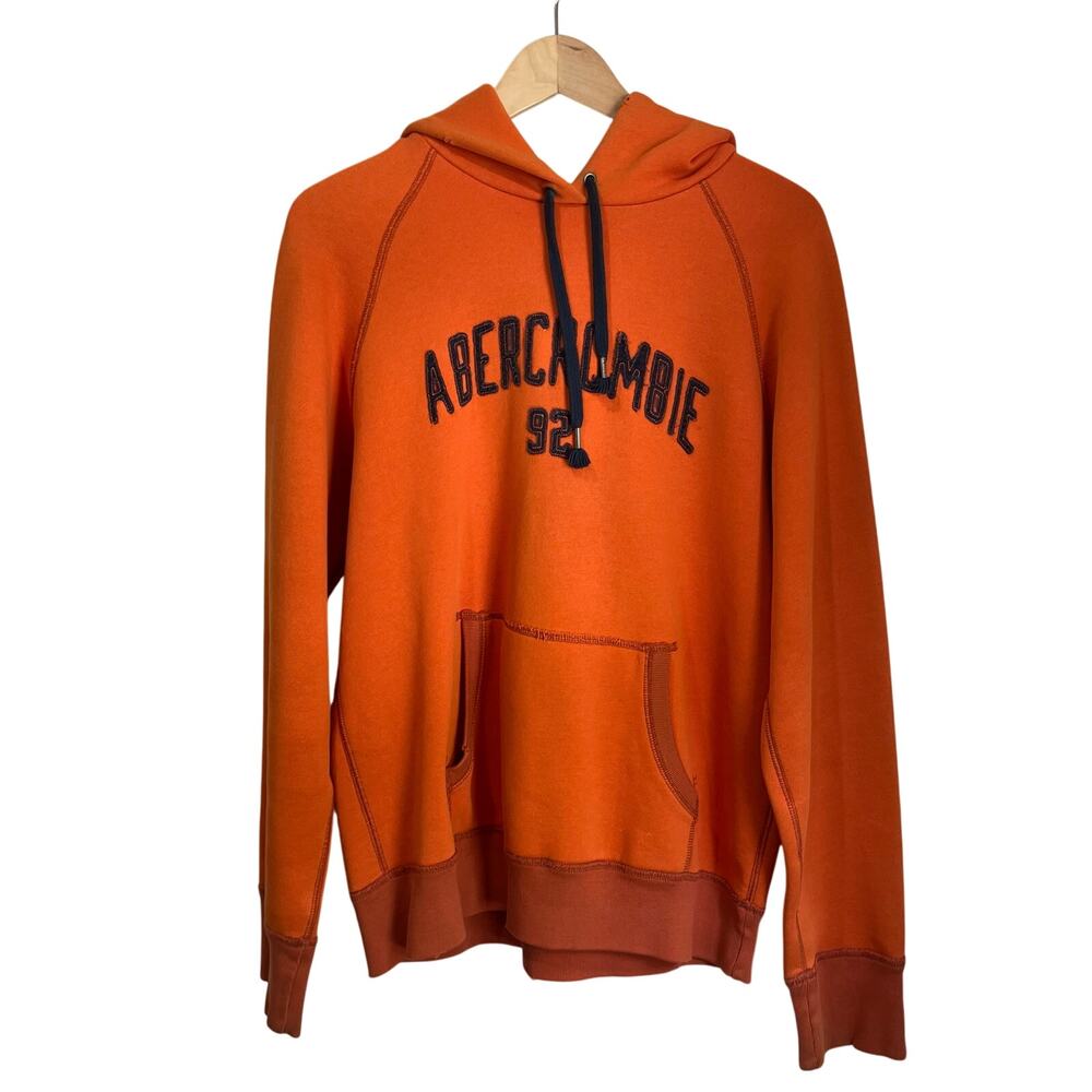 VTG Y2K Abercrombie & Fitch Orange Distressed Hoodie  Sweatshirt Sz M